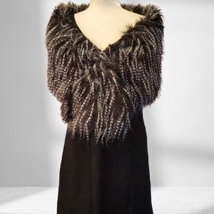 Black/white faux hair shawl/fur shawl wrap/cover-up/fur shrug